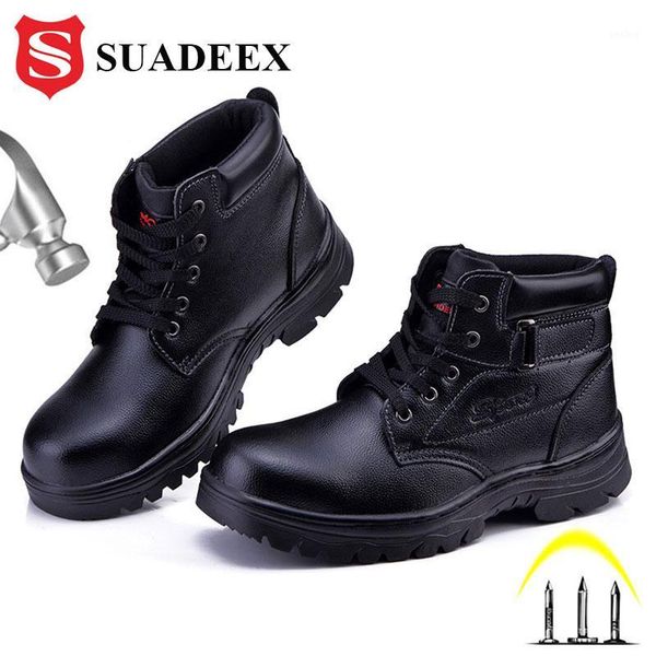 

suadeex s3 safety work boots waterproof construction work shoes anti-puncture safety shoes anti-smashing outdoor boots man male1, Black