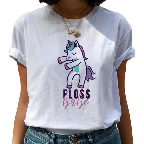 

unicorn kawaii harajuku 90s t shirt women cute unicornio funny t-shirt ullzang graphic tshirt grunge korean style tee female, White