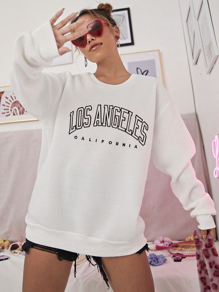 

letter graphic oversized sweatshirt k5sz#, White;black