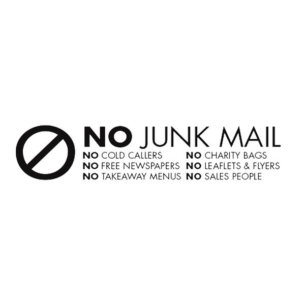 

17*3.8cm no junk mail - no cold callers - front door letter box sign / sticker warning slogan car sticker car accessories