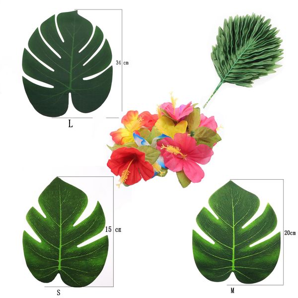 

12pcs lot summer tropical party artificial palm leaves hawaiian luau party jungle beach theme party decoration hawaii wmtbvi
