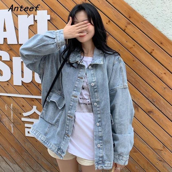 

long sleeve plus size oversized jean jaket causal loose spring autumn denim jacket coat women clothes 2020 cardigan outerwear1, Black;brown