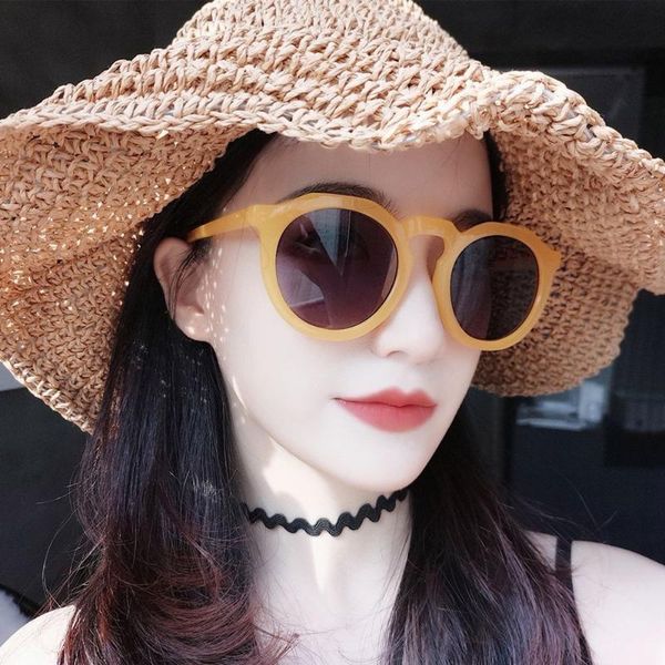 

sunglasses woenfel round vintage fashion sun glasses classic retro designer korean style cute travel eyewear, White;black