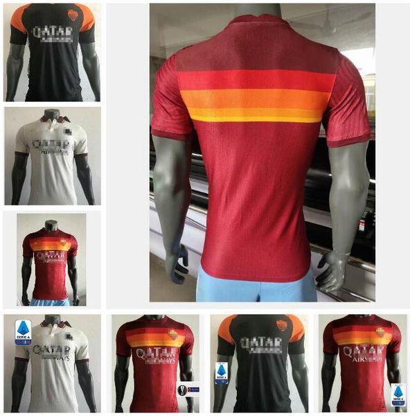 

игрок версии 20 21 как totti soccer jersey dzeko kalinic manolas 2020 2021 home прочь третья футболка рубашка zaniolo pellegrini мужчин, Black