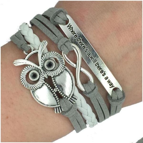 

diy owl charm jewelry fashion leather cute bracelets silver pick style leather bracelets woven bracelet hand rope bracelet jewelry akx hrjcf, Black