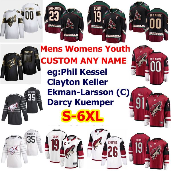

s-6xl all star arizona coyote hockey jerseys 22 johan larsson 17 tyler pitlick 31 adin hill 81 phil kessel darcy kuemper custom stitched, Black;red