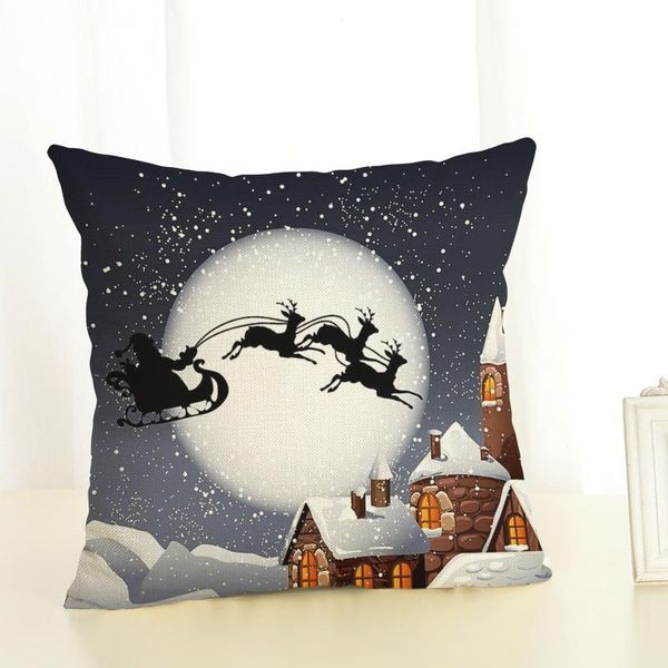 

christmas decorations cartoon santa claus eve and elk pattern series linen pillowcase merry for home