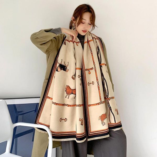 

2020 autumn and winter lady fashion two-sided cashmere scarf classic style carriage print keep warm tassels wool popular shawls, Blue;gray