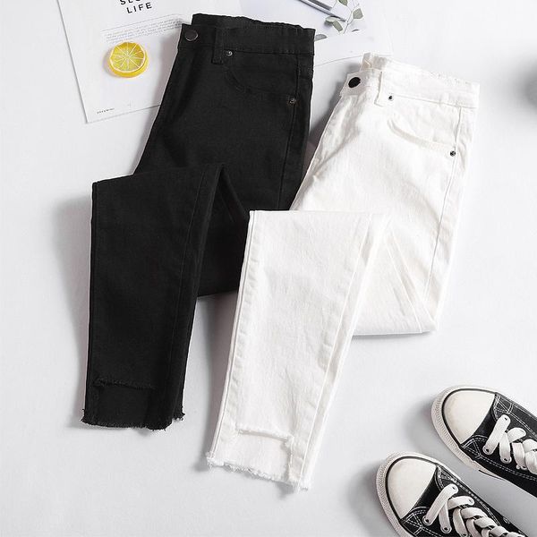 

women's jeans plus size streetwear white black woman spring autumn high waist ripped skinny for women mom pants femme, Blue