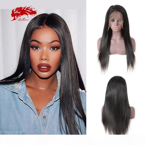 

straight 13x4 lace frontal wigs for black woman brazilian unprocessed raw virgin human hair wig pre plucked hairline 130% 150%, Black;brown