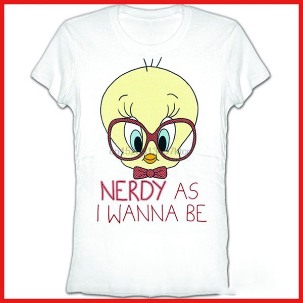 

looney tune tweety bird тенниска nerd как i wanna be girls женщины tee (4 размер) новый мужской смешной tops майка спортивная с капюшоном ho