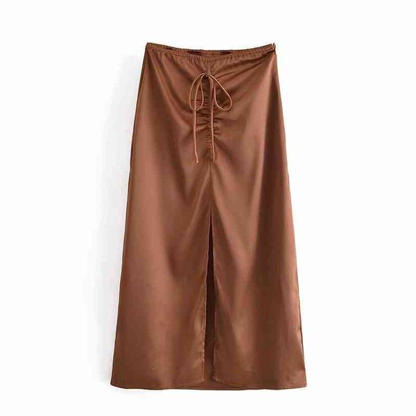 

ruched split bandage midi skirt spring summer high waist a line straight solid side zipper vintage bow tied skirts vestido, Black