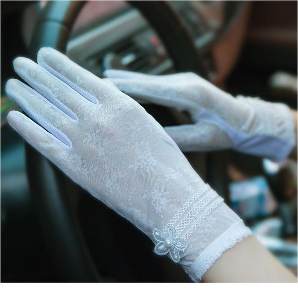 

women lace sunscreen gloves summer spring lady stretch touch screen anti uv slip resistant driving gloves breathable th bbyozf, Black