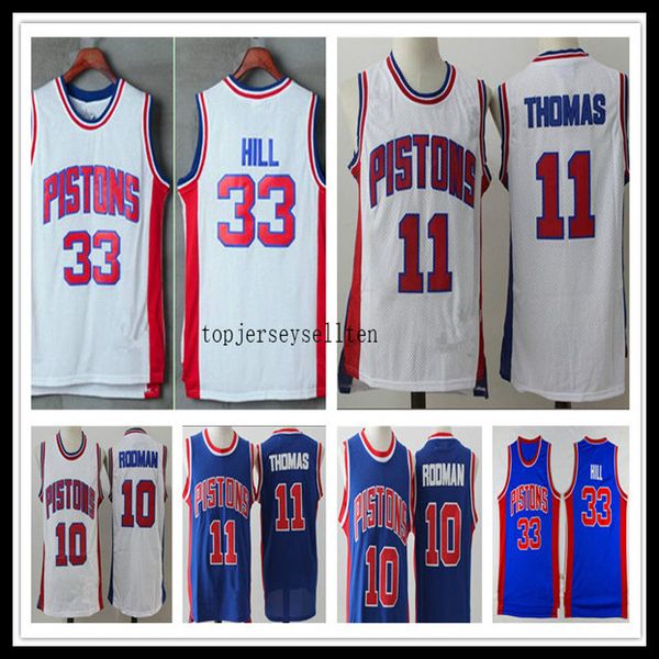 

detroit pistons men dennis rodman grant hill isiah thomas teal 1998-99 hardwood classics city nba basketball jersey, Black