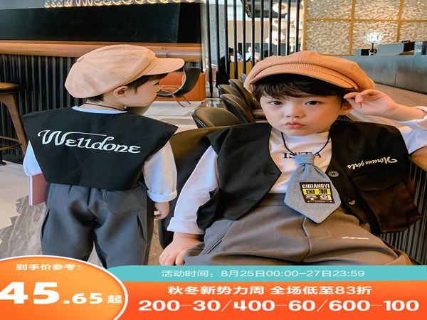 

spring and autumn 2020 new vest outer wear western style big children's vest waistcoat children's clothing fashion wmtkdk rimmer, Blue