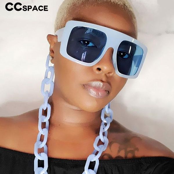 

sunglasses 49145 oversized chain square goggle men women fashion shades uv400 vintage glasses, White;black