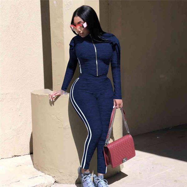

piece two dress pants sets women tracksuits spring autumn matching ruffle clothing full leng and suits club outfits sweatsuits 2 pcs xxye, White