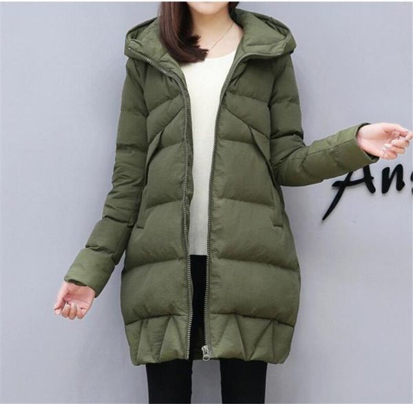 

women fashion long parkas winter down cotton jacket coat lady style jacket pocket hooded warm coats winter womens, Black