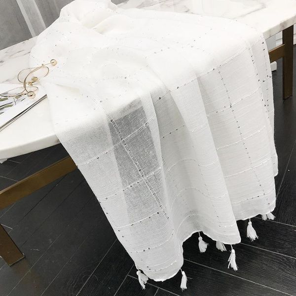 

белый кисточкой шарф сплошного цвета хлопка льняной шарф женщин в области литературы и искусства весна лето осень шаль двухцелевые длинные w, Blue;gray