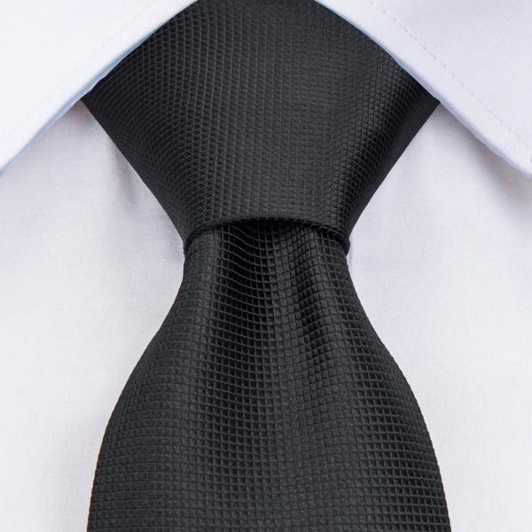 

dibangu 2020 new arrival men's ties black solid 8.5cm width silk neck tie for men match hanky cufflinks with gift box mj-251, Black;gray