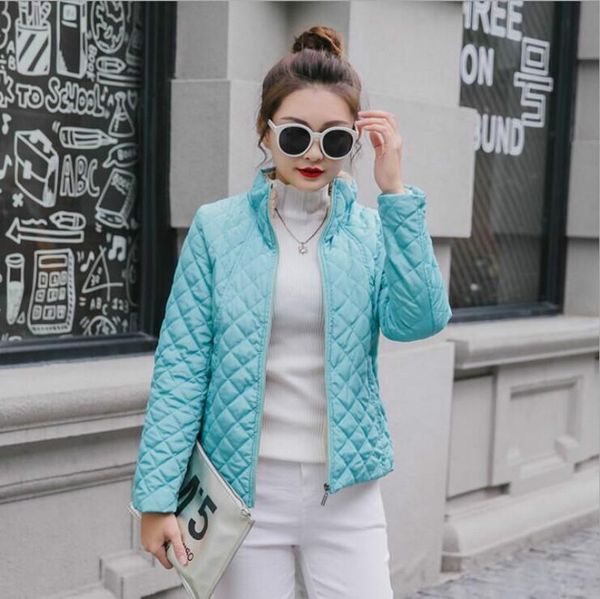 

women short wadded jacket autumn winter basic quilted jacket outwear casual solid slim coat cotton padded plus size, Black