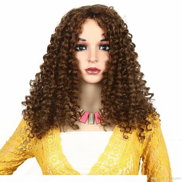 

gt;>>new fashion women loose curly hair girls synthetic wig, Black;brown