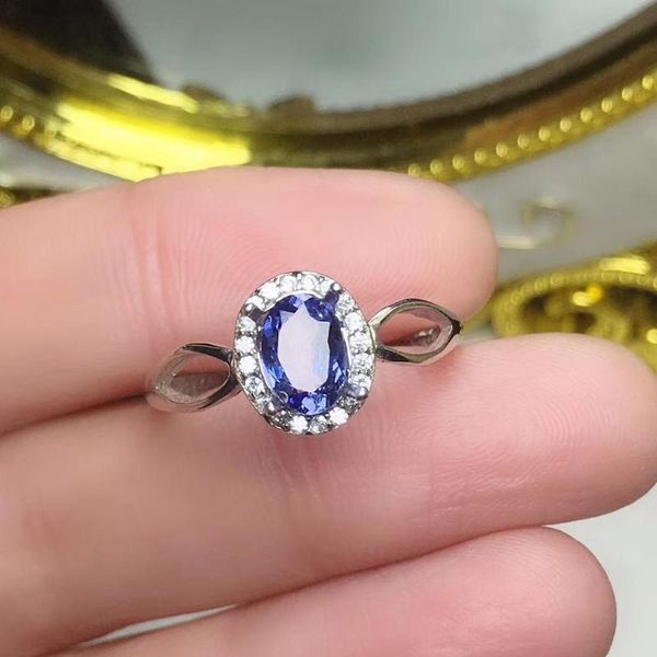 

cluster rings the gift for your mother tanzanite ring wedding engagement women 925 sterling silver, Golden;silver