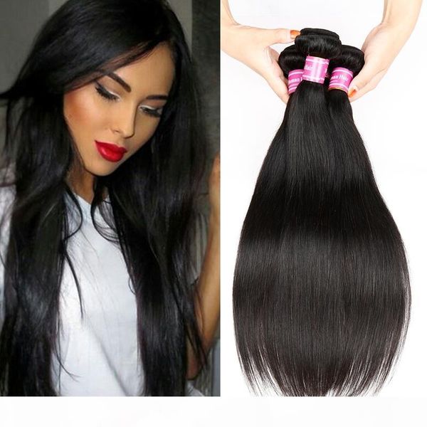 

cosy unprocessed brazilian virgin straight hair soft extensions brazilian remy human hair 3 bundles weft straight hair extensions weft, Black