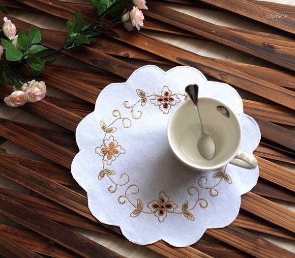 

wholesale lot white flower cotton napkin set with hand crochet frill 31cm1