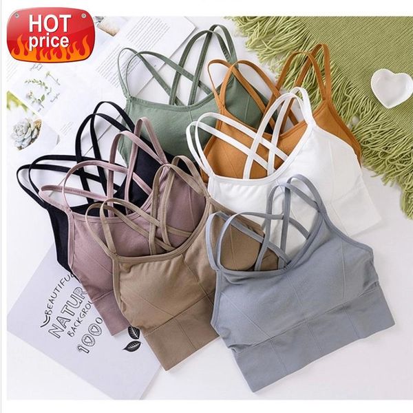 

beauty back sports bra women padded sports vest shock-proof gathering high-intensity yoga bra cotton underwear fitness #ke6i, Black;white