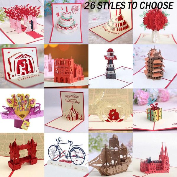 

greeting cards 3d up valentine lover happy birthday xmas anniversary