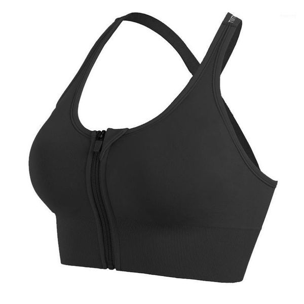

gym clothing sports bra high impact front zipper plus size workout underwear for women seamless fitness breathable yoga bh sport1, White;black