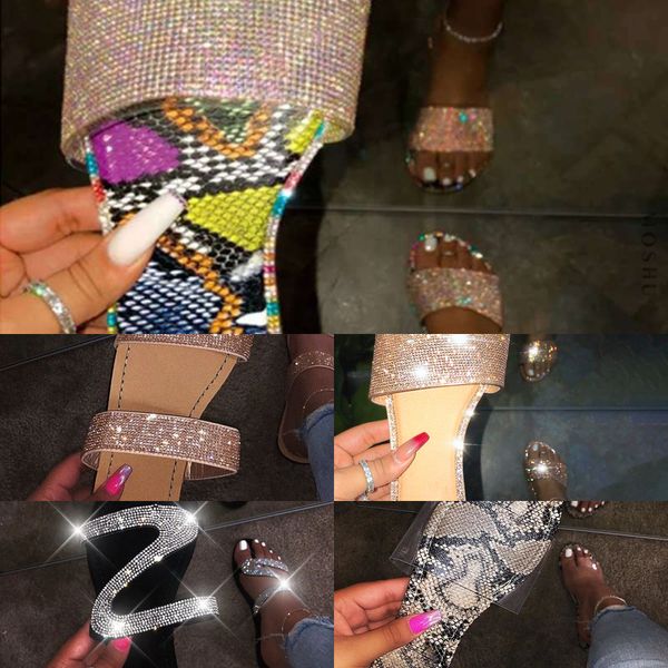 Летняя обувь женские сандалии для женщин 2020 Bling Flat Rhinestone женские пляжные сандалии дизайнерские роскошные Sandalias Mujer Sandels J1208