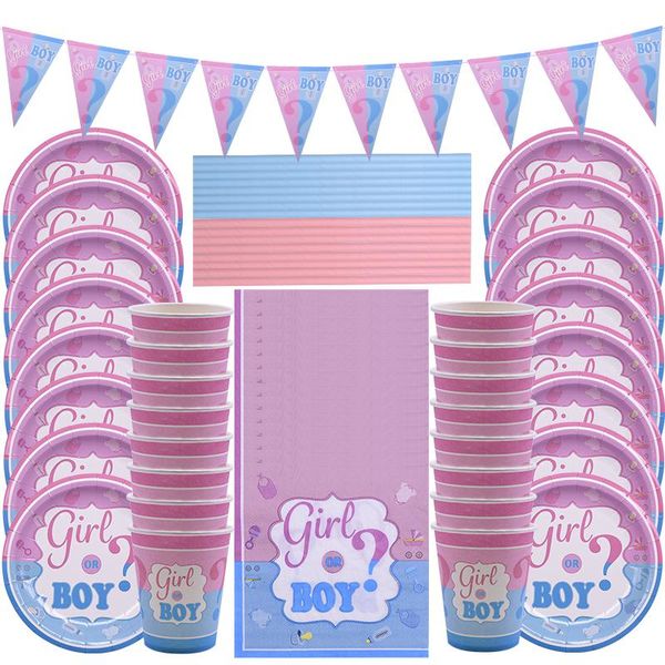 

65pcs set paper disposable straws decoration set gender supplies party tableware girl napkins or reveal boy plates bbywiz lipper