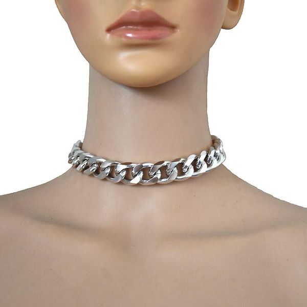 

women men choker chain necklace punk statement gothic fashion jewelry grunge aesthetic accessories, Silver