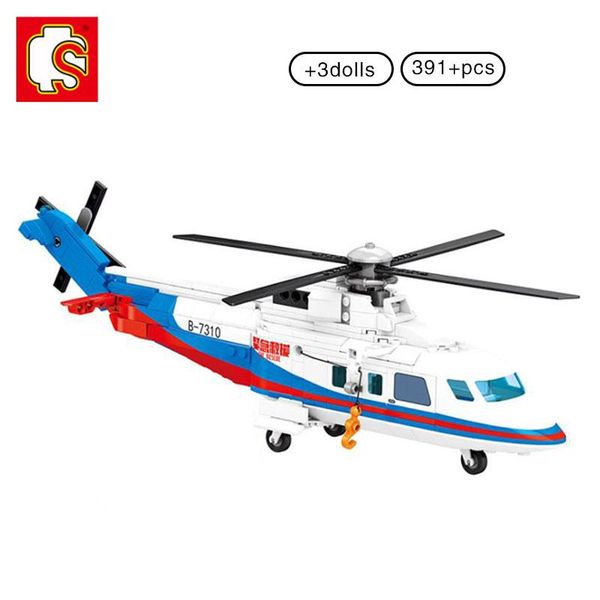 

sembo 391pcs city emergency services rescue helicopter boat ship building blocks airplane brick children construction toys gift qylbqx