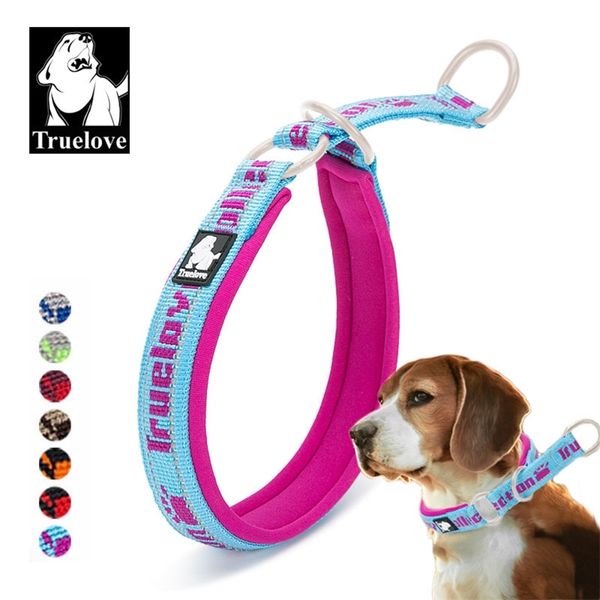 Truelove Neopren Hundehalsband Nylon Soft Sticken Hundehalsband Training Reflektierend Einstellbar Pitbull Collier Chien LJ201113