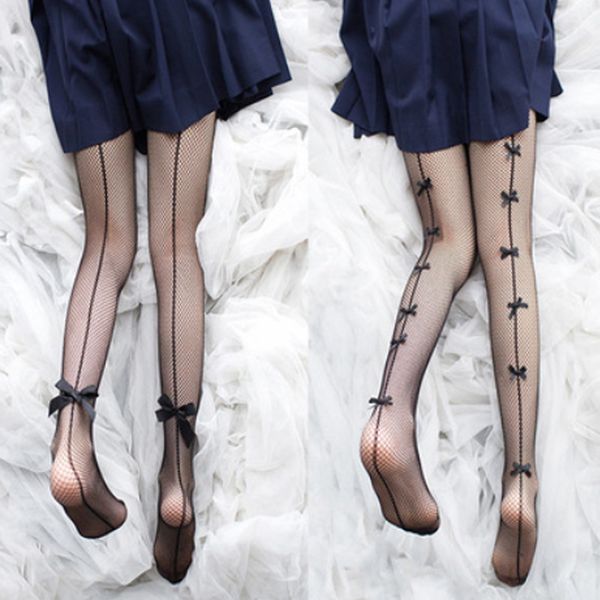 

Fashion Girl Sexy Fish Net Bow-Knot Fishnets Pantyhose Hollow Floral Black Stockings Women, Red;black