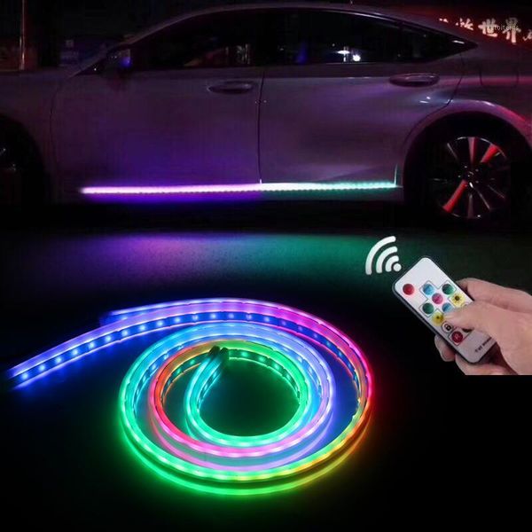 

forauto car led door edge lights rgb decoration flexible strip light streamer auto door lamp remote control atmosphere lamp1