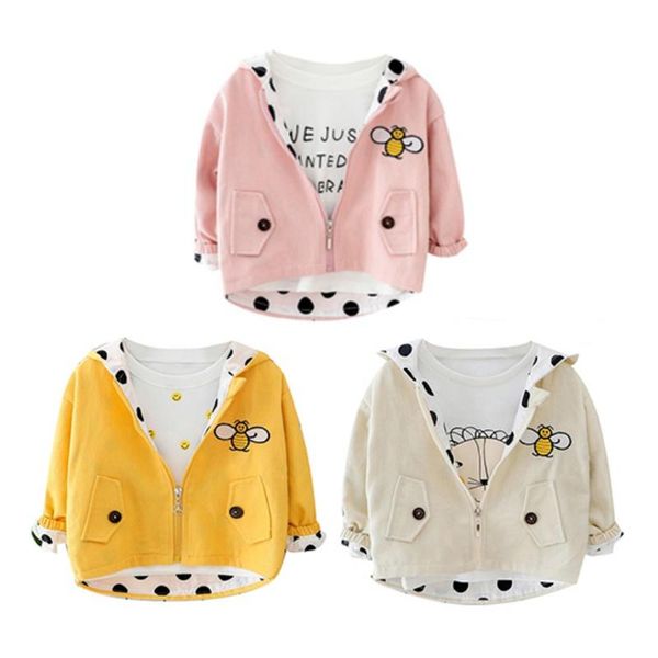 

2020 осень baby girl cute верхняя одежда мультфильм bee печать повседневный hoodie zipper толстовка дети coat костюмы, Blue;gray