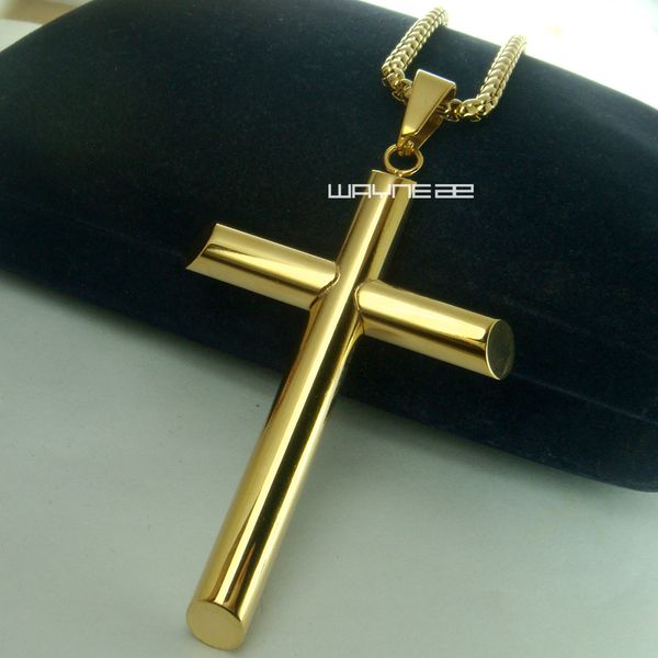 

men's stainless steel gold cross chain pendant necklace n255 50cm, 60cm, 70cm, 80cm chain length, Silver