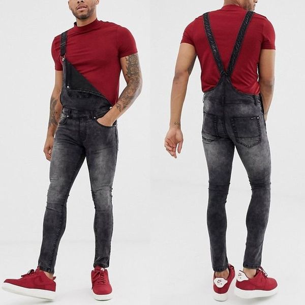 

new style men baggy jeans suspender pants fashion loose denim trousers jumpsuit bib pants overalls new hole slim trousers1, Blue
