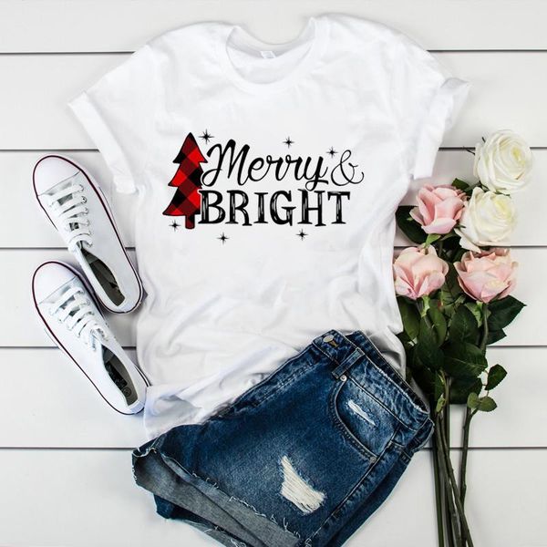 

merry christmas fashion graphic women tshirt female kawaii tee shirts ladies festival t-shirt, White