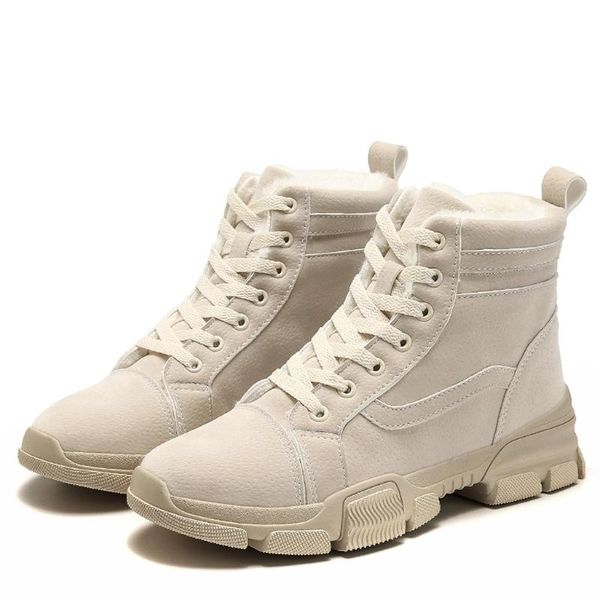 

boots women winter warm non-slip shoe for ladies cotton shoes high plus velvet plush insole flat snow botas mujer, Black