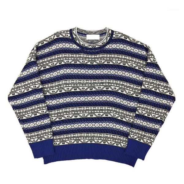 

trendy korean round neck vintage pullover men christmas sweater retro wild loose casual harajuku knit new year pullover1, White;black