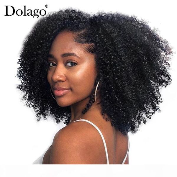 

монгольский afro kinky завитые плетение связки 4b 4c 100% человеческих волос 3шт natural color remy, Black
