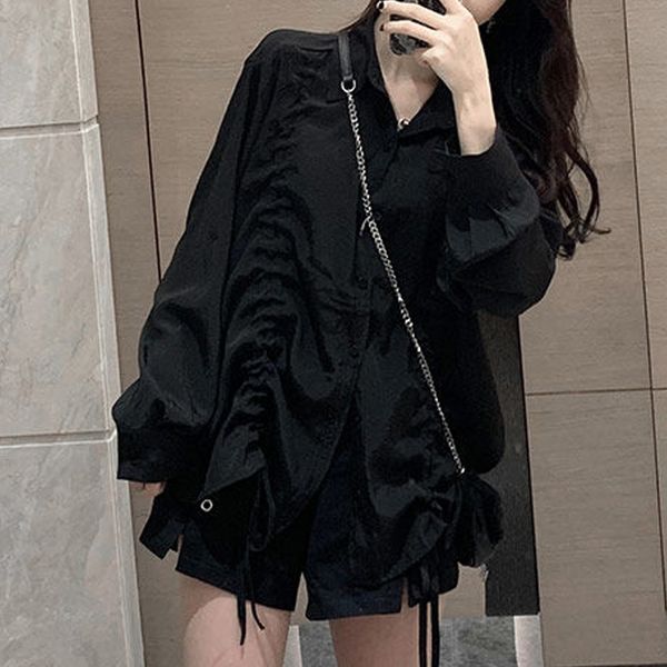

2021 new korean black collar blouse winter designer women long sleeve harajuku 2021 spring casual office fashion lady clothes tm8b, White