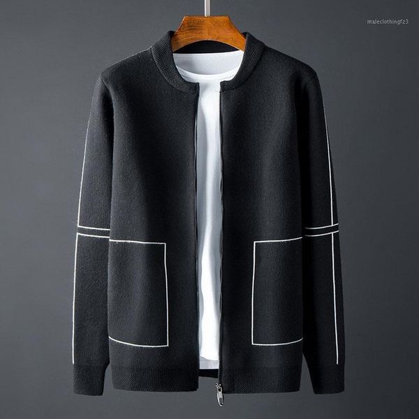 

men's sweaters stand collar mens luxury baseball zipper sweater male autumn and winter slim man plus size 4xl1, White;black