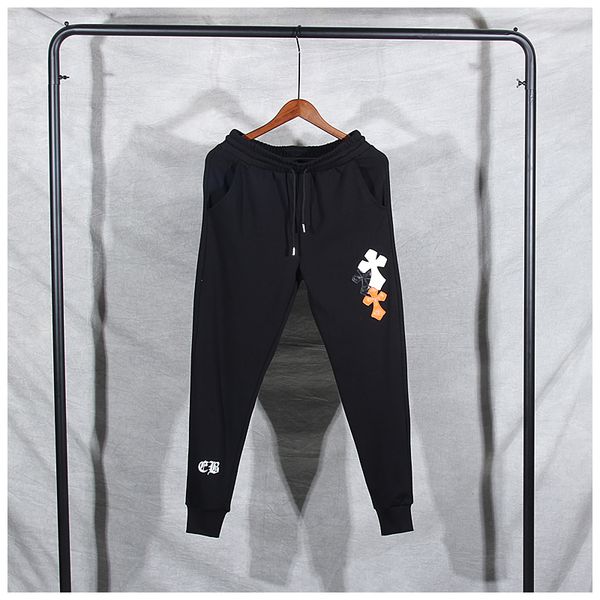 

2021 winter new fashion pure cotton sanskrit leather cross ankle casual harem pants for men and women 7ral, Black