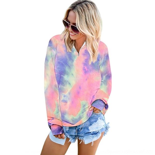 

5tg54 autumn and tie new small women's zipper zipper collar winter dyed stand long sleeve casual 253749 dyg69, Black